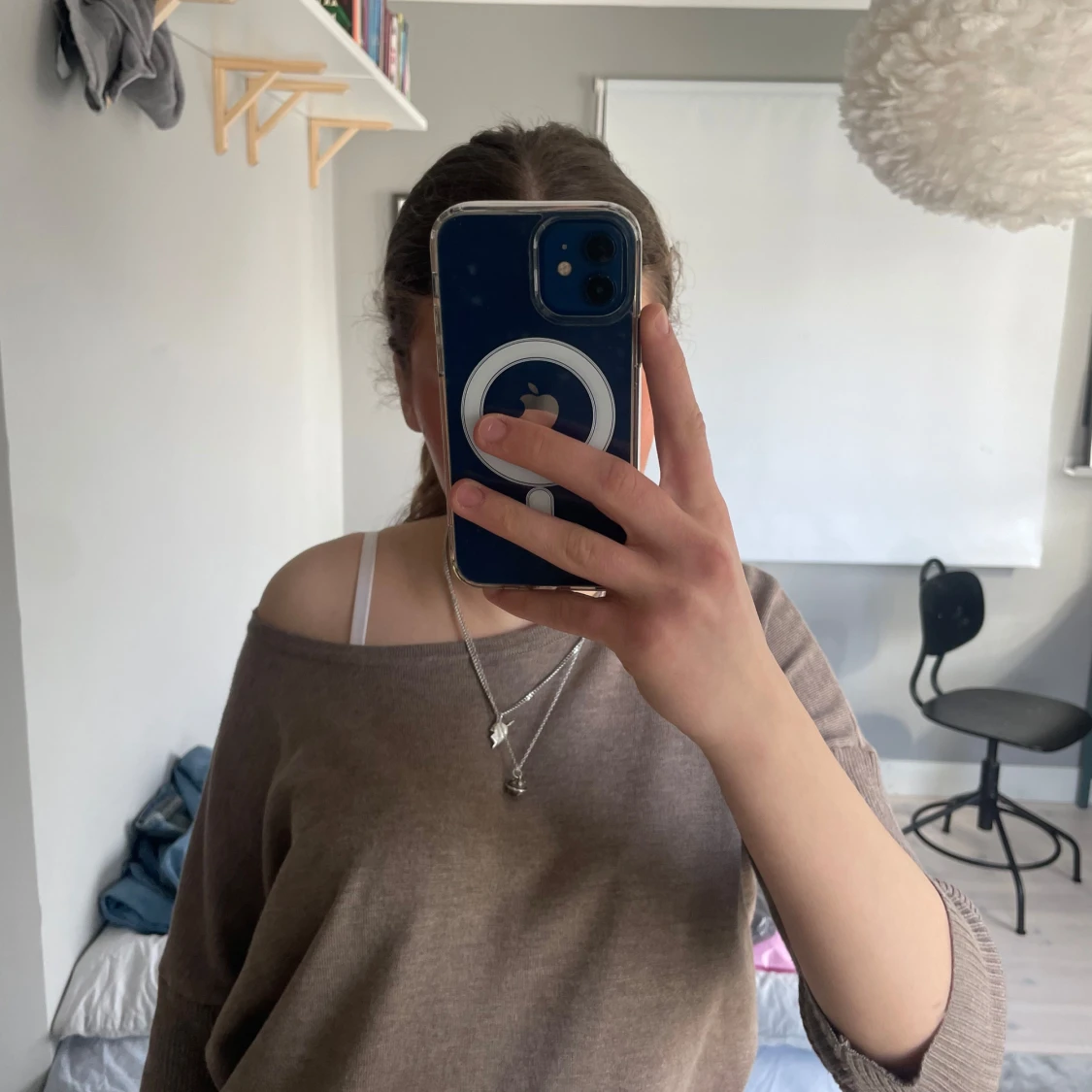 Brun offshoulder tröja - 1