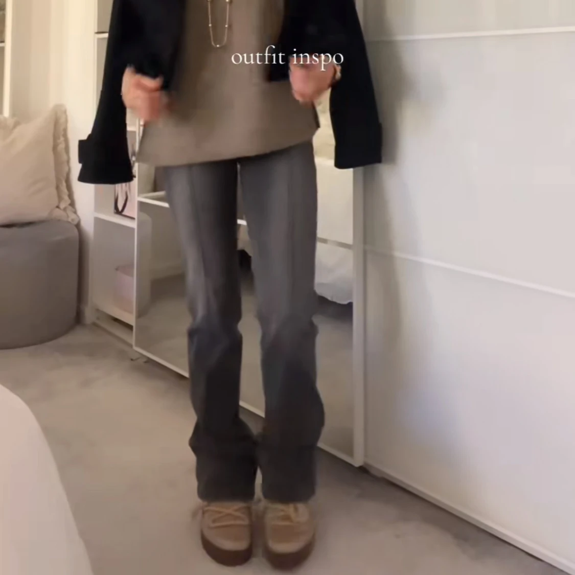 Grå bootcut jeans - 1