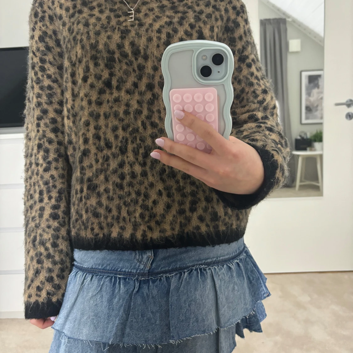 Leopardmönstrad stickad tröja - 1