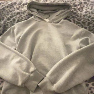 Gina tricot hoddie - Säljer denna gråa hoddie ifrån gina tricot med en fin rosa text på ryggen i barn storlek 170