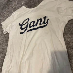 Vit t-shirt från Gant med logga - Vit t-shirt från Gant med stor blå logga framtill. Klassisk rund halsringning och korta ärmar.