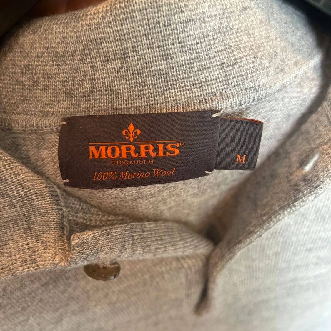 Grå merinoull pikétröja från Morris - 1