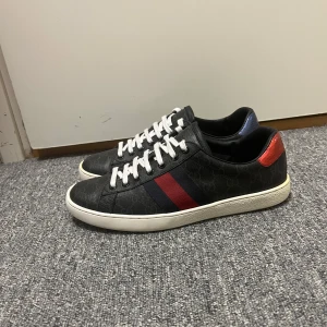 Gucci ace skor - Snygga Gucci skor i bra skick och är i storlek 43 med bytta snören men blev snyggare så köpta av north star