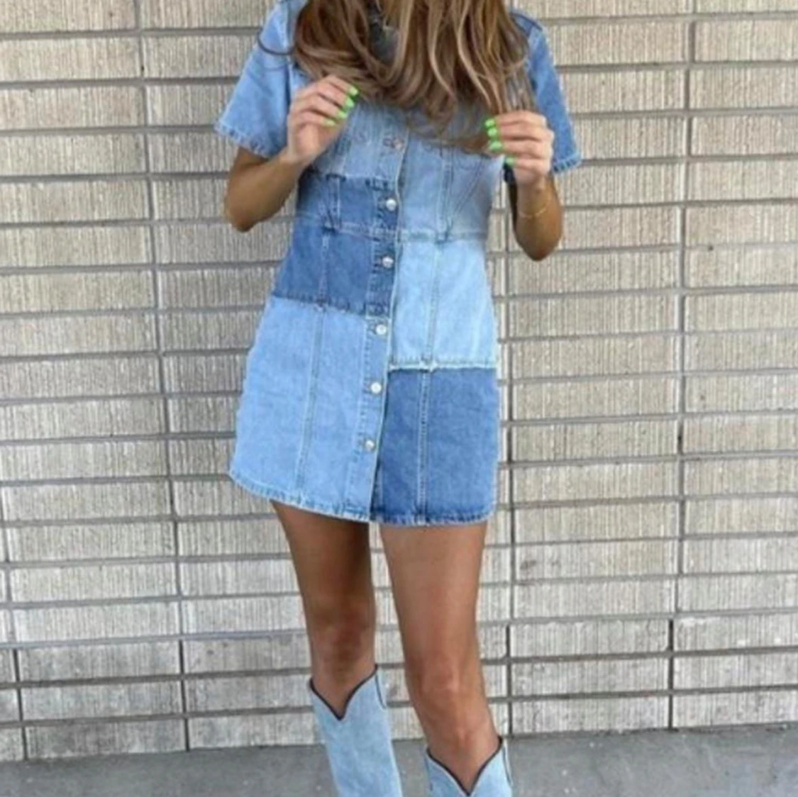 Patchwork jeansklänning från Zara - 3