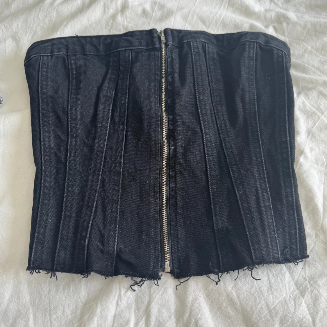 Svart jeanskorsett med dragkedja - 1