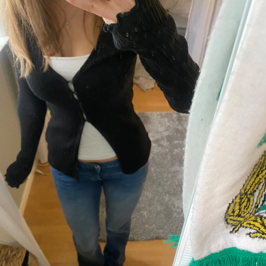 Svart ribbad kofta - 1