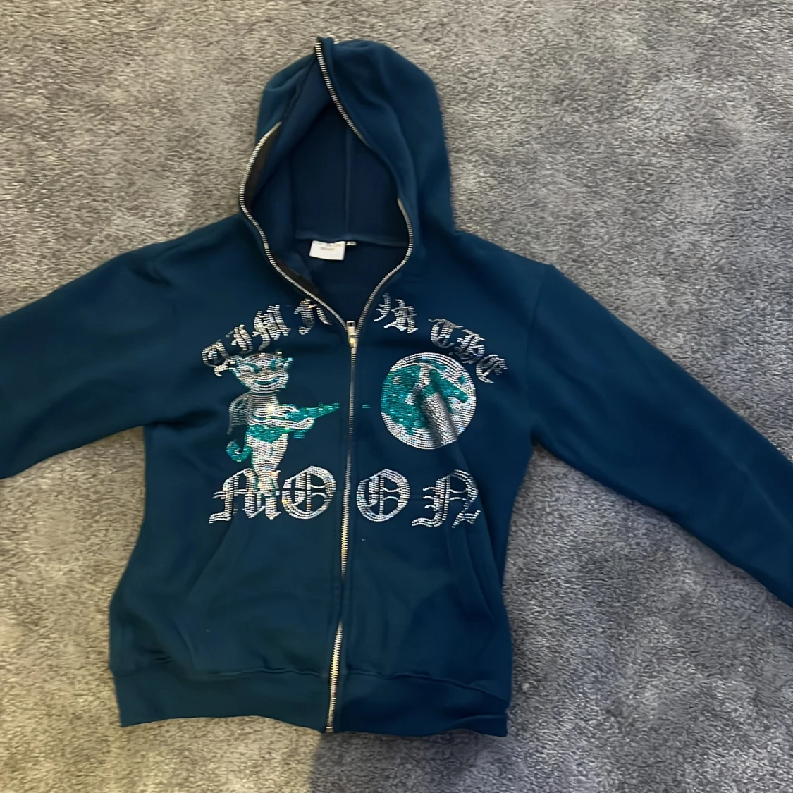 Blå hoodie Aim For The Moon XS