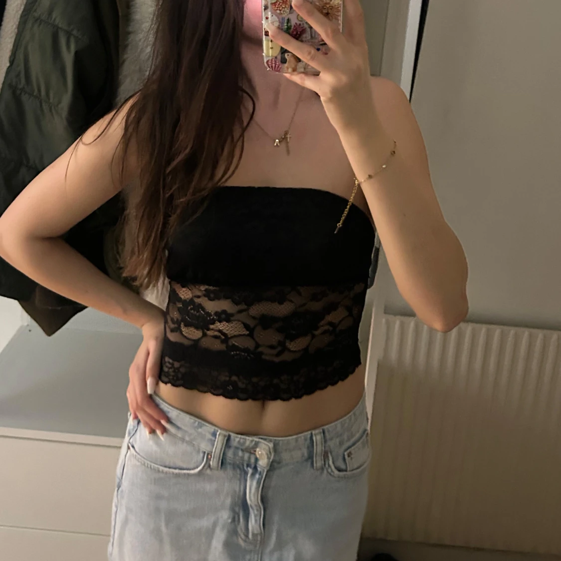 Svart bandeau tubtopp i spets - 2