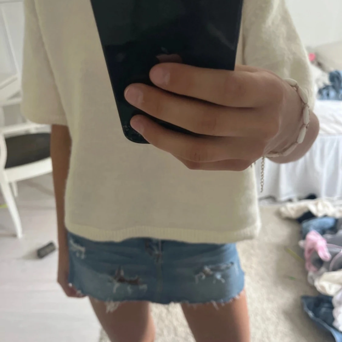 Blå jeanskjol från Zara med slitningar - 4