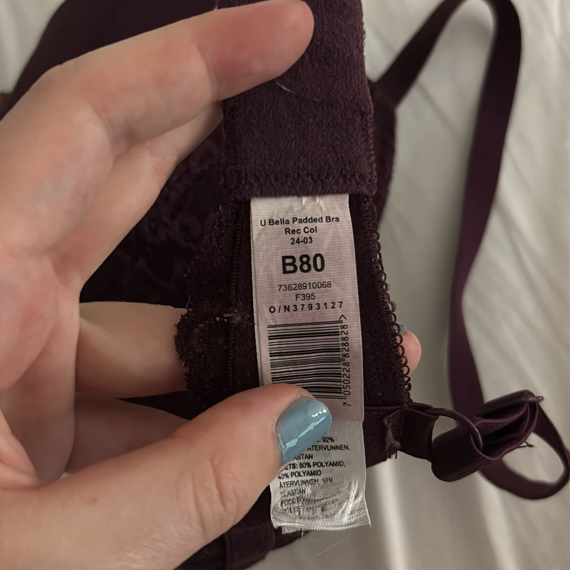 Mörklila/vinröd spets-bh från cubus B80 - 2