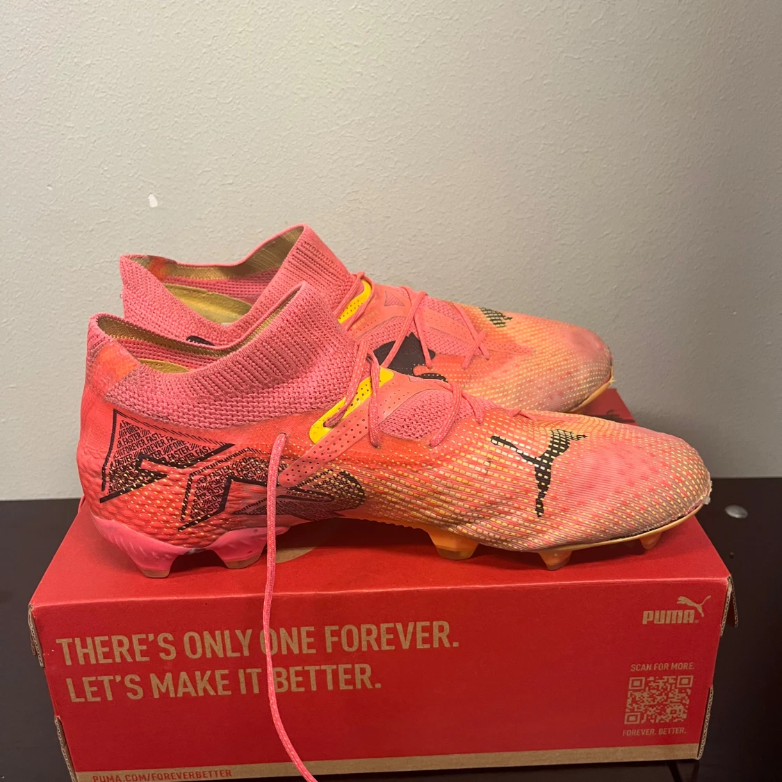 Puma rosa fotbollsskor med snörning - 3