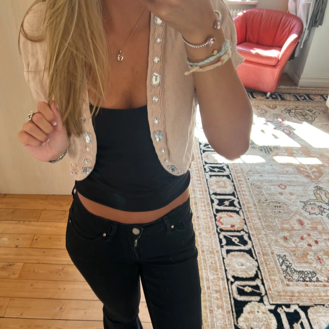 Ljusrosa kortärmad kofta - 2