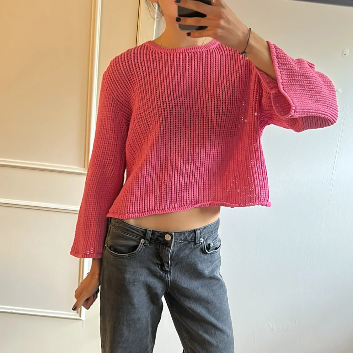 Rosa stickad tröja från Lindex