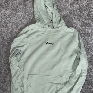 Ljusgrön hoodie från River Island - Säljer en ljusgrön hoodie från River Island med broderad logga på bröstet. Tröjan har huva med dragsko och en stor magficka. Perfekt för en avslappnad stil. Står peaklife på bröstet.