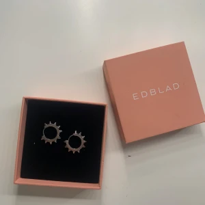 Silvriga örhängen med nitar från Edblad - Coola silvriga örhängen från Edblad. De är tillverkade i blankt metallmaterial och kommer i original ask. Säljer pga att jag behöver pengar😩