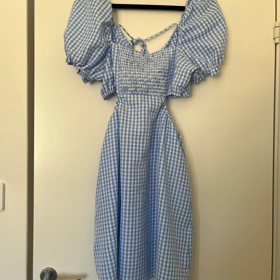 Ny blåvit rutig klänning H&M strl 44 - 1