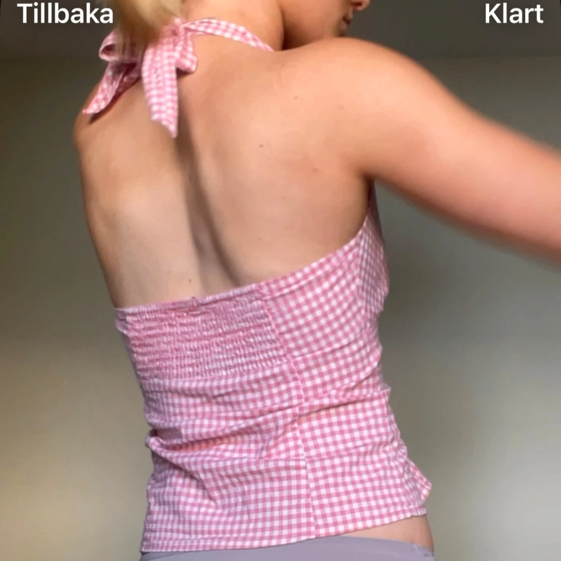 Rutig rosa halterneck linnetopp - 1