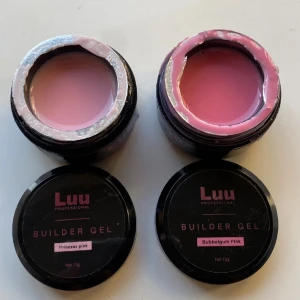 Buildergel - Två burkar Luunails Professional Builder Gel i färgerna Princess Pink och Bubblegum Pink. 15 gram. Båda är använda en gång, dvs de är iprincip fulla. Priset är för båda!🥰🥰JAG STÅR INTE FÖR FRAKTEN!