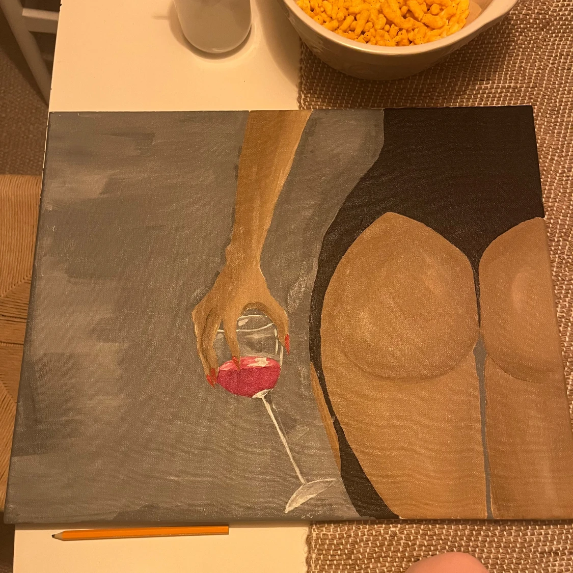 målning: Kvinna med vinglas