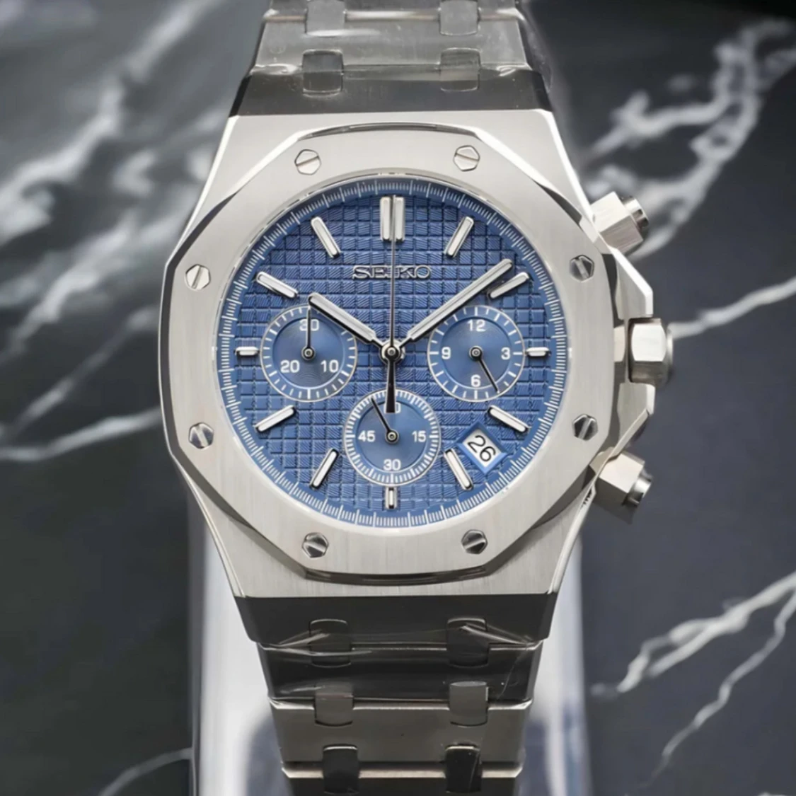 Seiko mod royal oak navy chronograph 