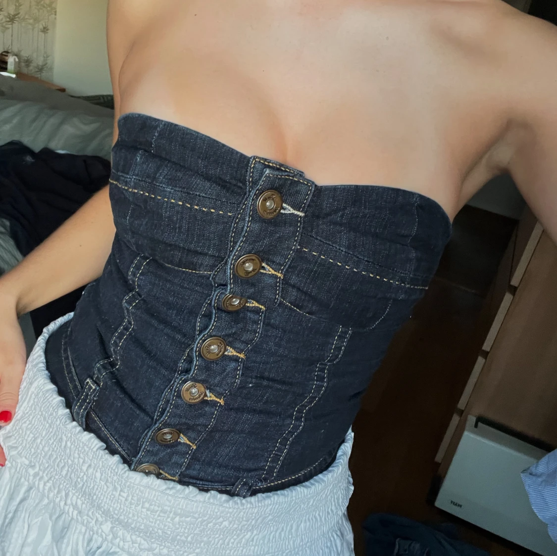 Jeans korsett med knappar