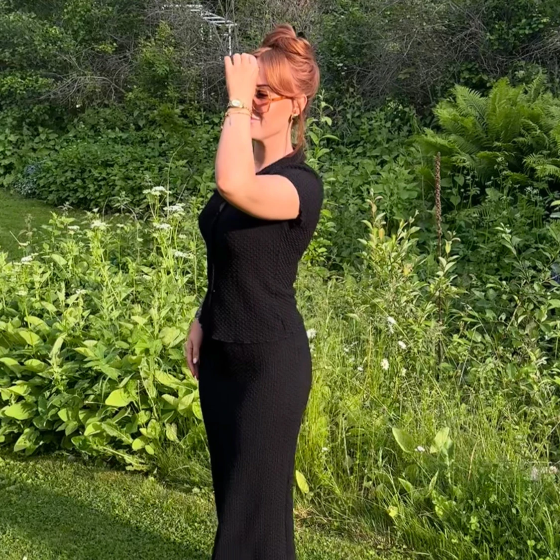 Svart långkjol i stretchigt tyg - 2