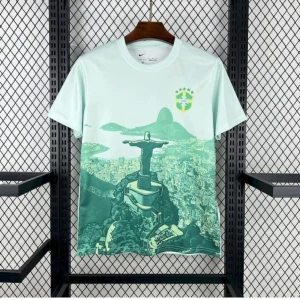 Nike Brasil t-shirt med Rio-motiv - Fräsch ljusgrön t-shirt från Nike med Brasil-logga och ett stort tryck av Kristusstatyn och Rio de Janeiro. Rund hals och korta ärmar, perfekt för dig som gillar fotboll och snygga prints.