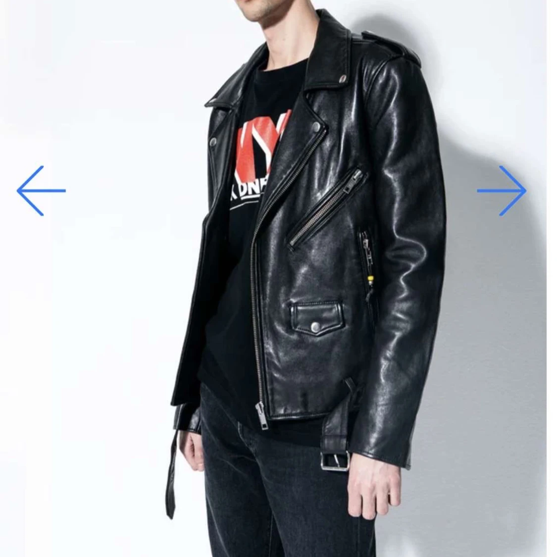 Svart skinnjacka med bälte och dragkedjor - 4