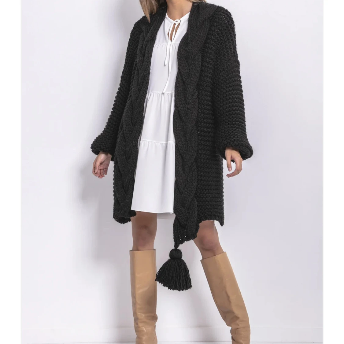 Svart stickad cardigan jacka