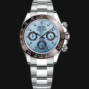 Seiko Daytona platinum mod - Seiko Daytona platinum. Klockan är 39,3mm och är kronografisk. Boett och armband är i rostfritt stål.