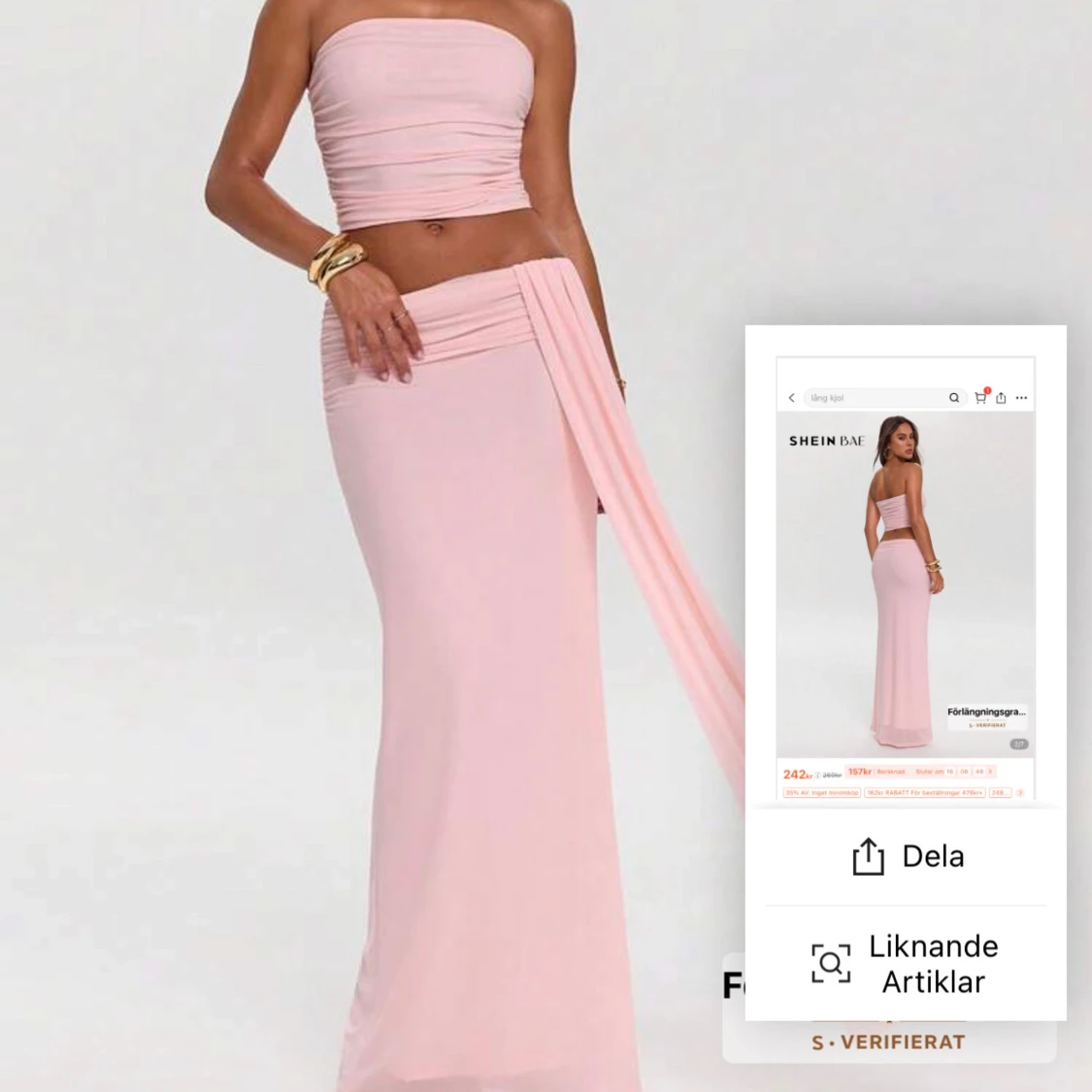 Rosa Set Kjol Topp  - 2