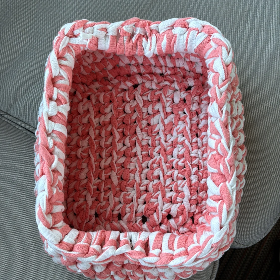 Handgjord rosa och vit handväska - 2