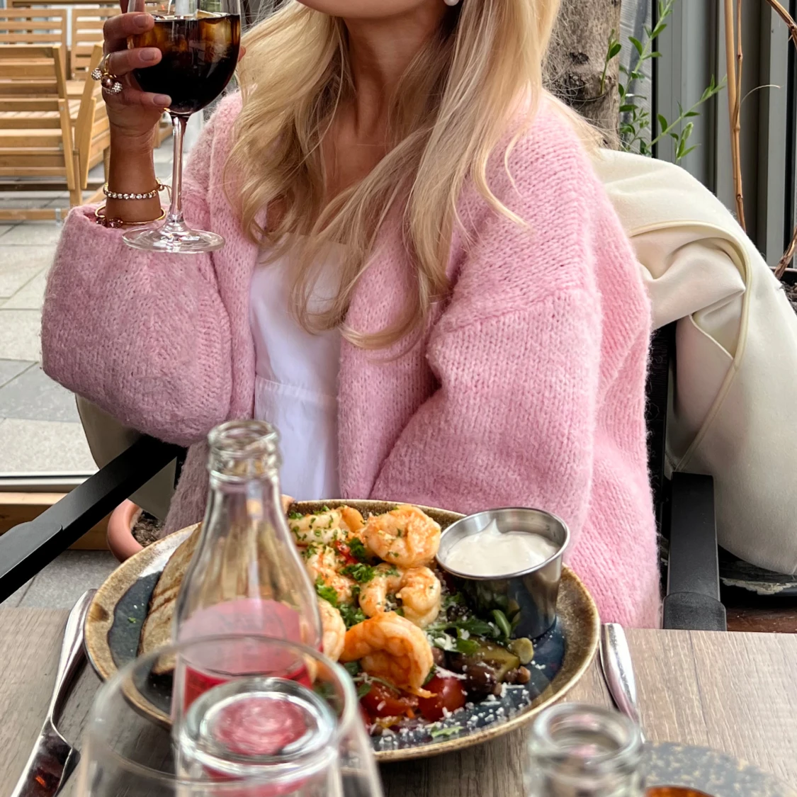 Rosa stickad kofta - 3