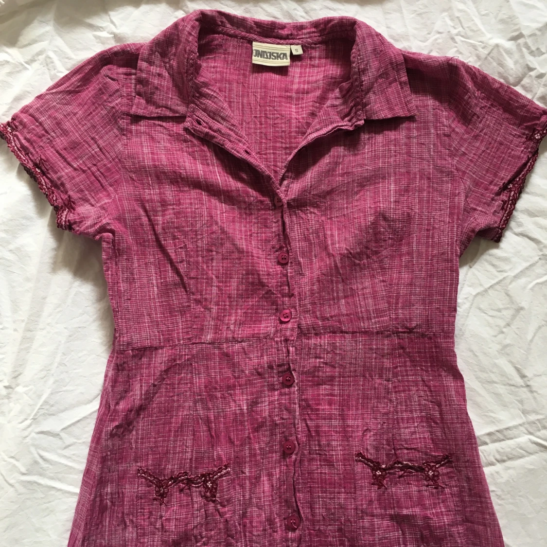 Mörkrosa rutig midiklänning/ lång-klänning, Indiska  - 2