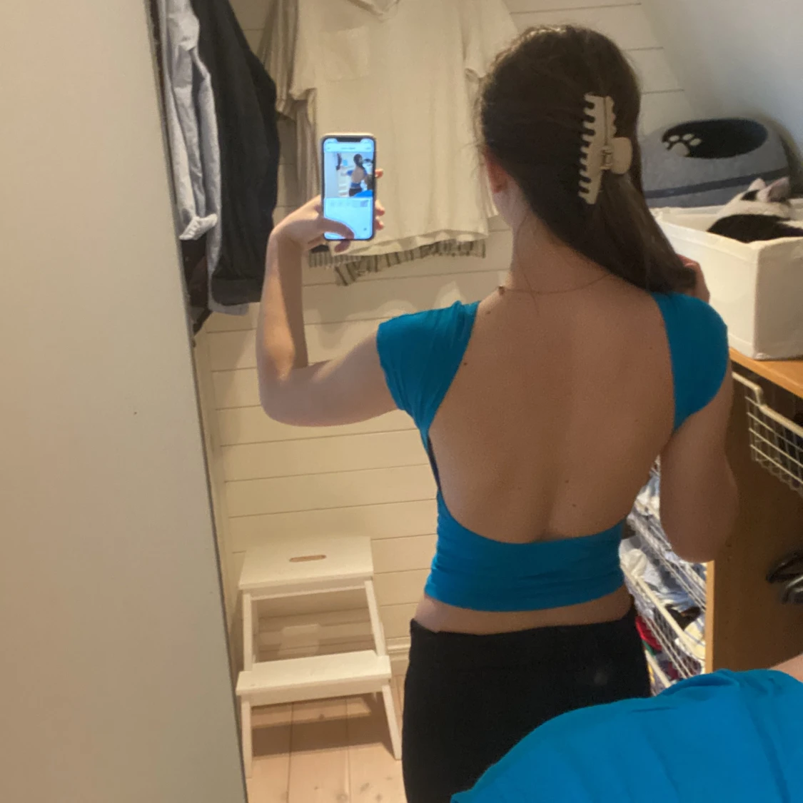 Blå rygglös topp - 1