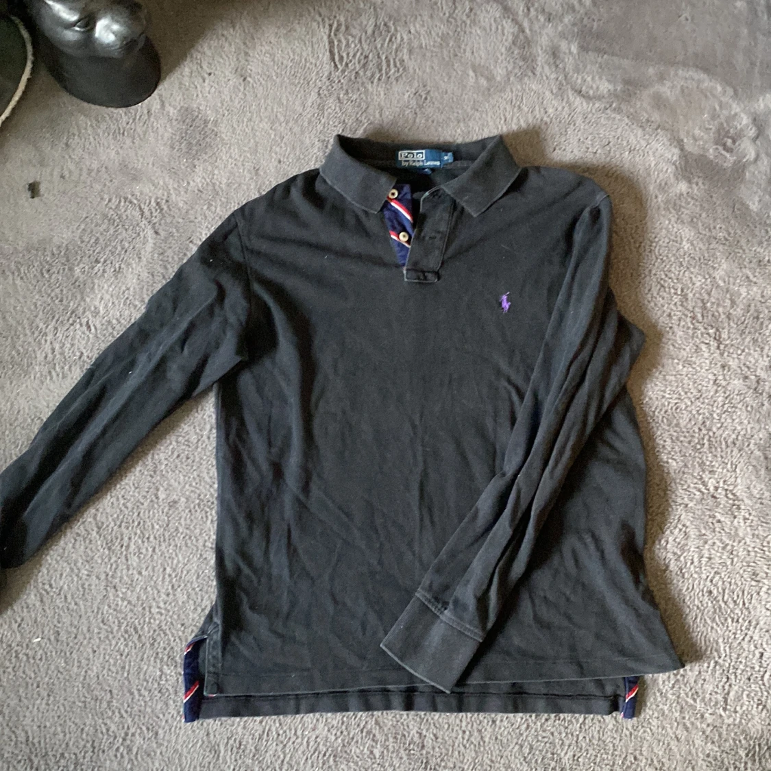 Svart långärmad pikétröja från Ralph Lauren