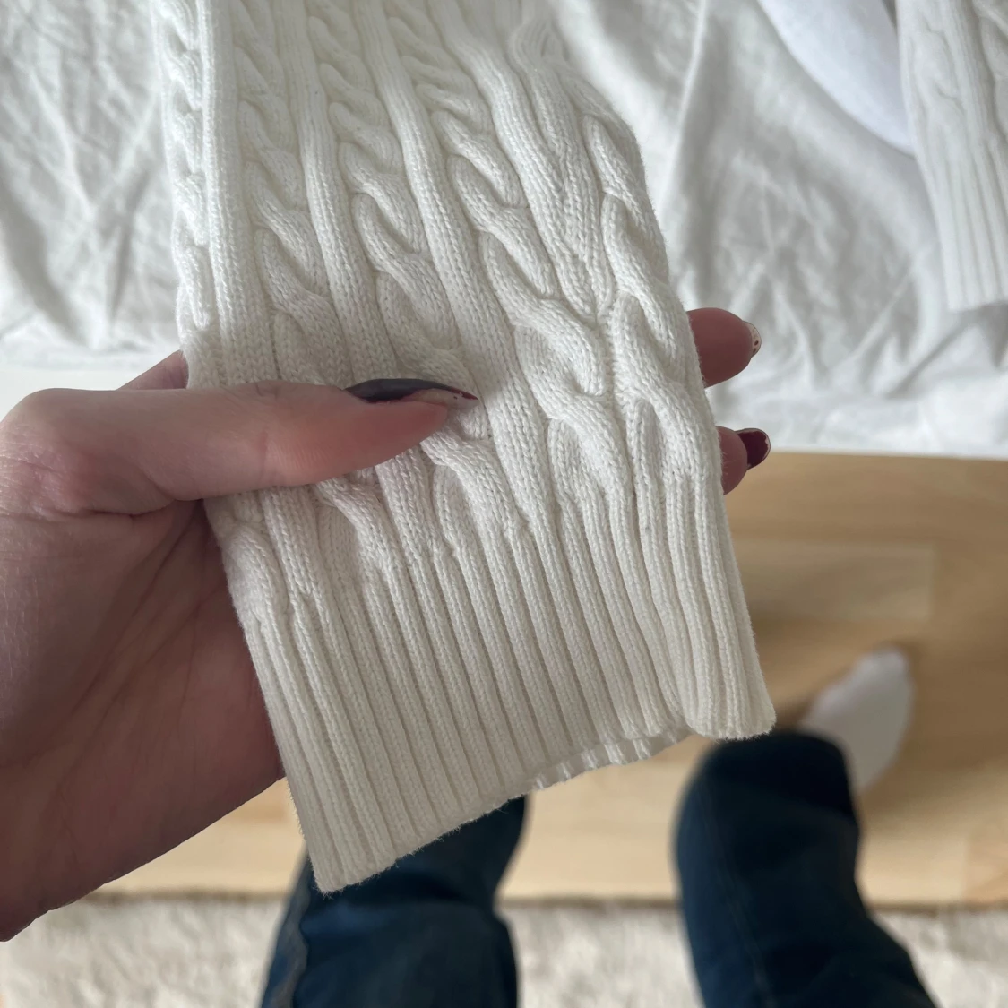 Vit kabelstickad tröja från H&M - 2