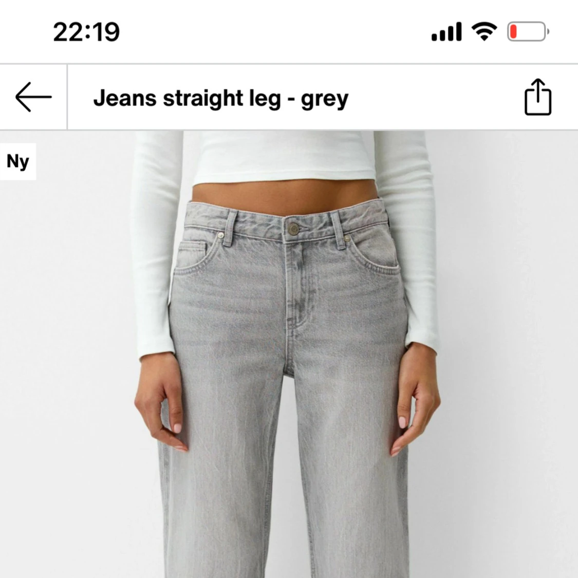 Gråa straight leg low waist jeans
