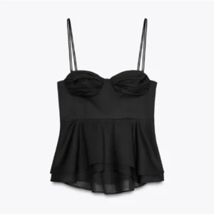 Svart linnetopp med volang - svart linnetopp med dubbla tunna axelband och volang nertill. Nu, prislapp kvar!