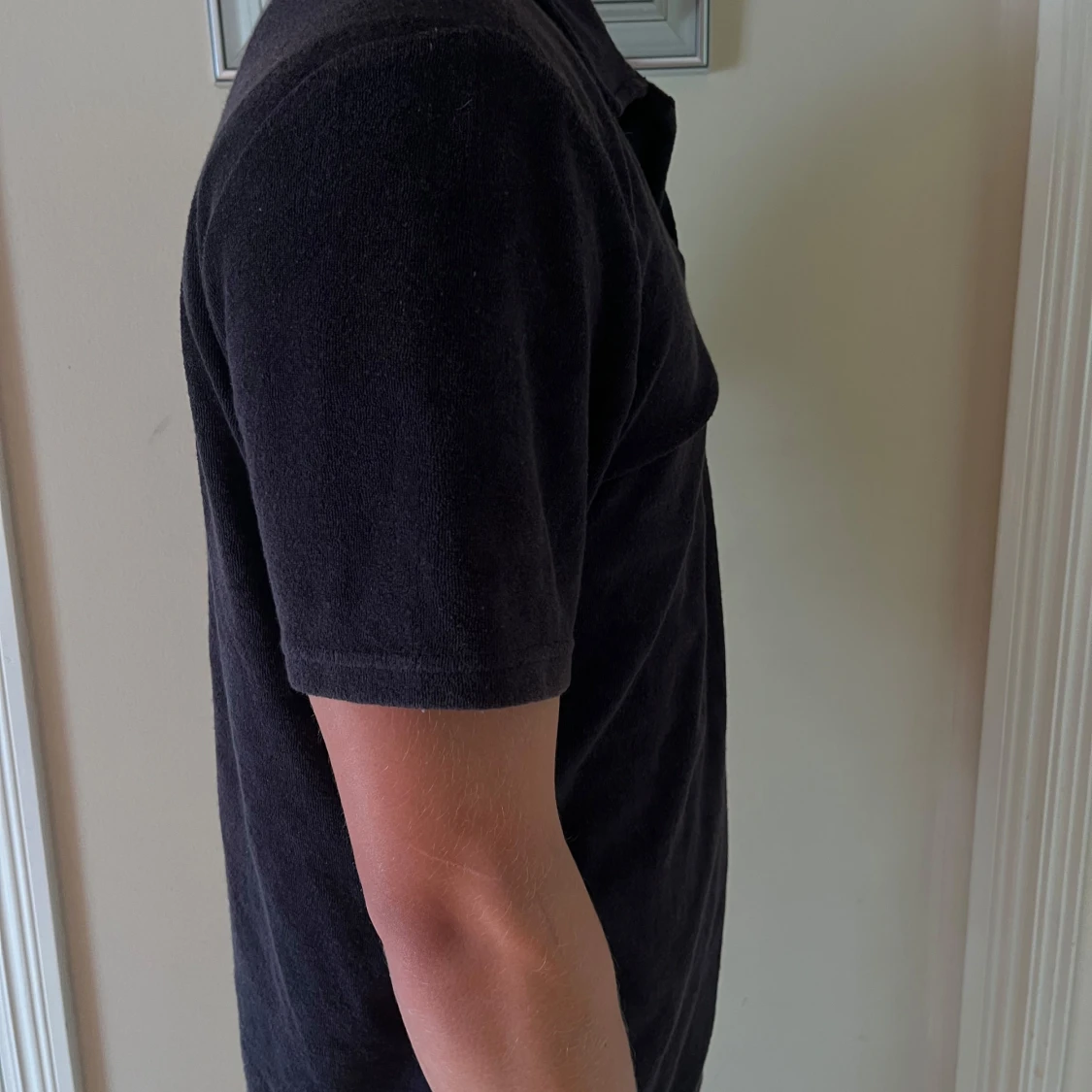 Svart frotté pikétröja East West - 1