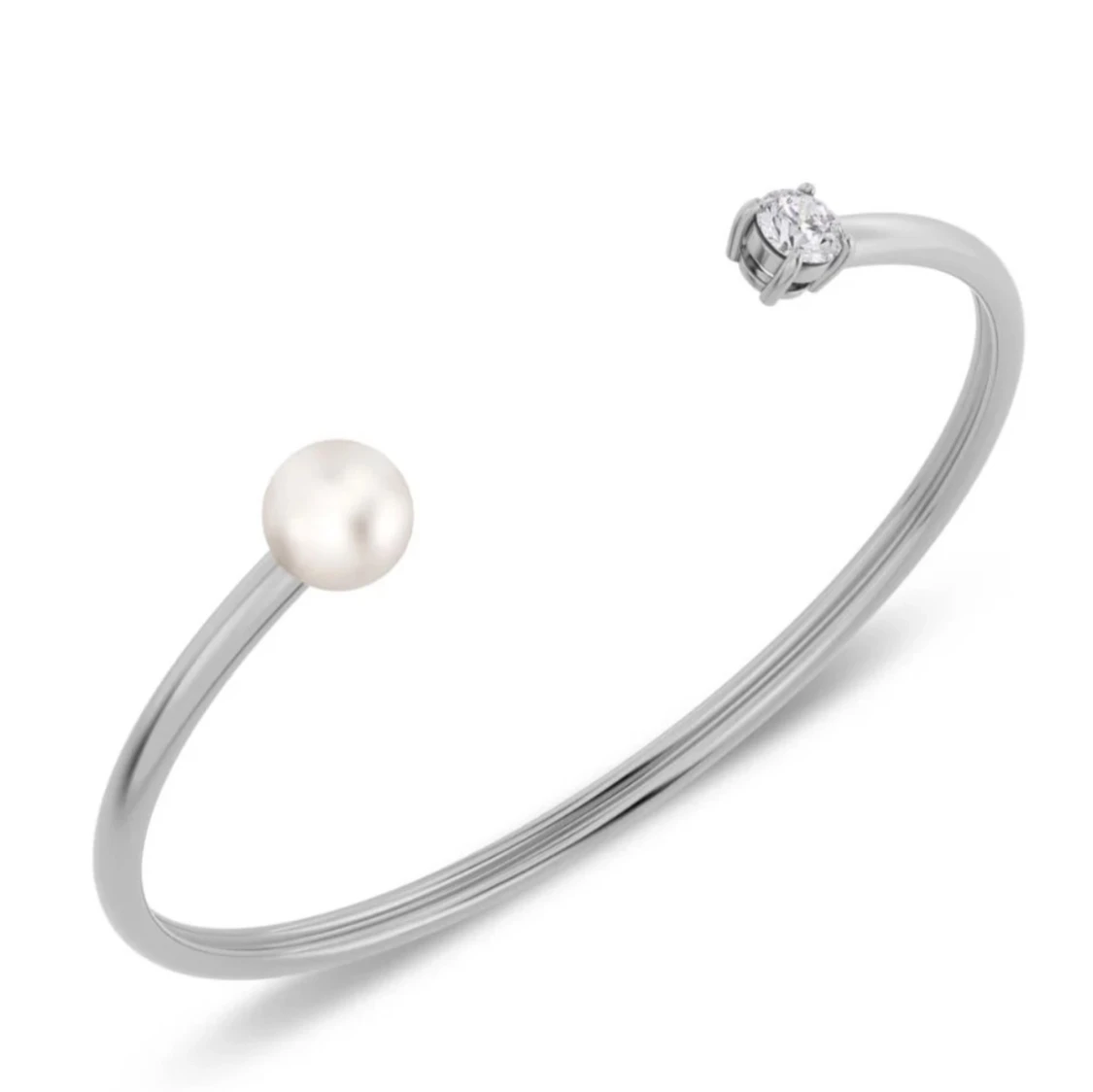 Silverarmband med pärla och sten - 1