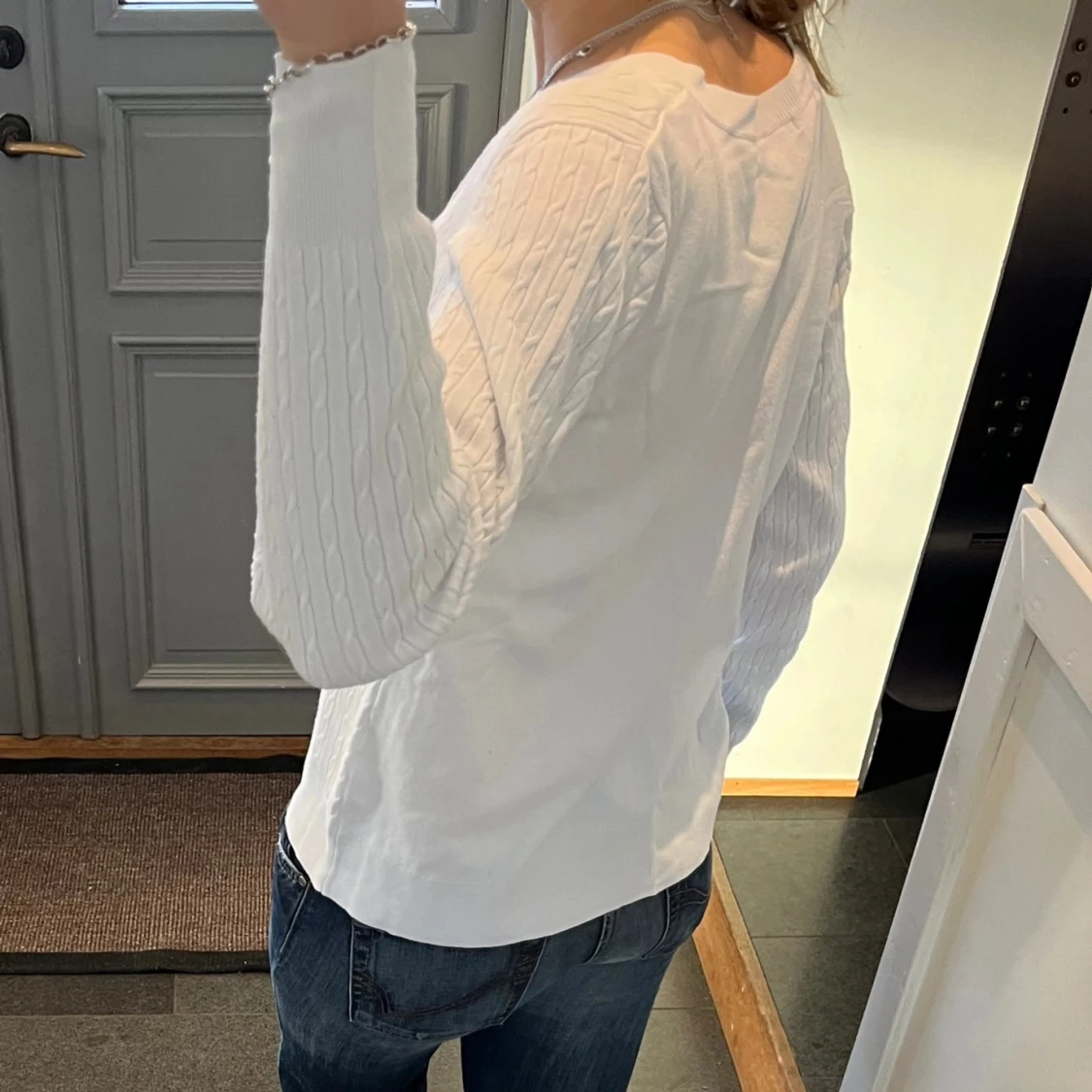 Vit stickad tröja  - 3