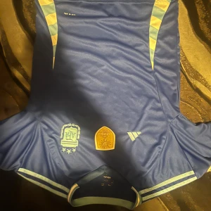 Argentina  fotbollströja från Adidas - Snygg blå fotbollströja från Adidas med gula och ljusblå detaljer. Tröjan har korta ärmar och ett tryckt emblem på bröstet. Perfekt för fotbollsfans som vill visa sitt stöd.