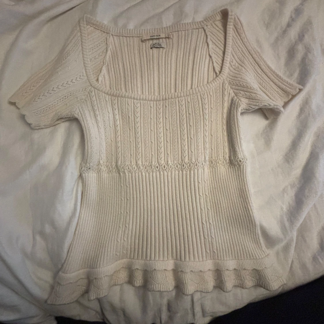 Beige stickad topp - 90