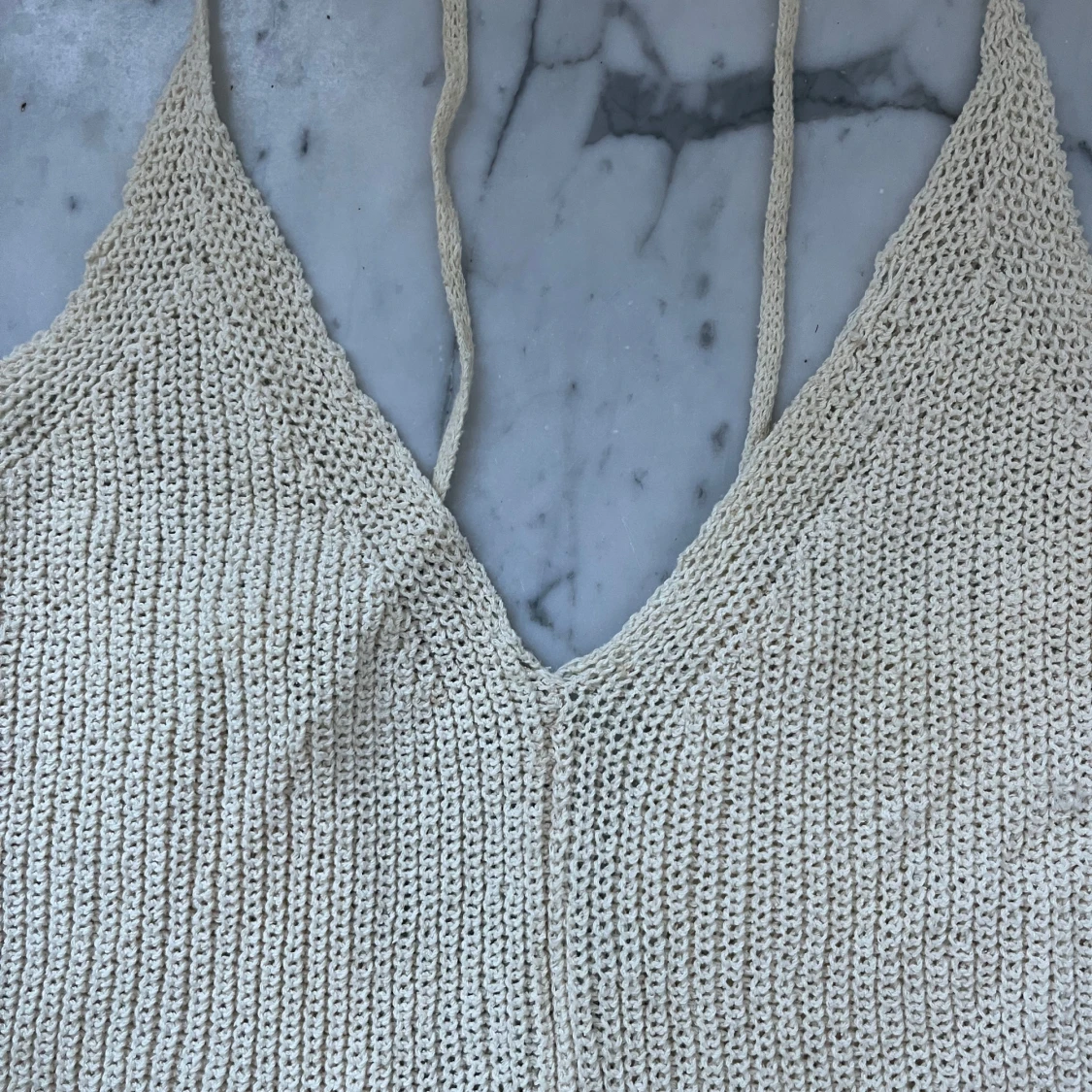 Beige stickad linnetopp - 3