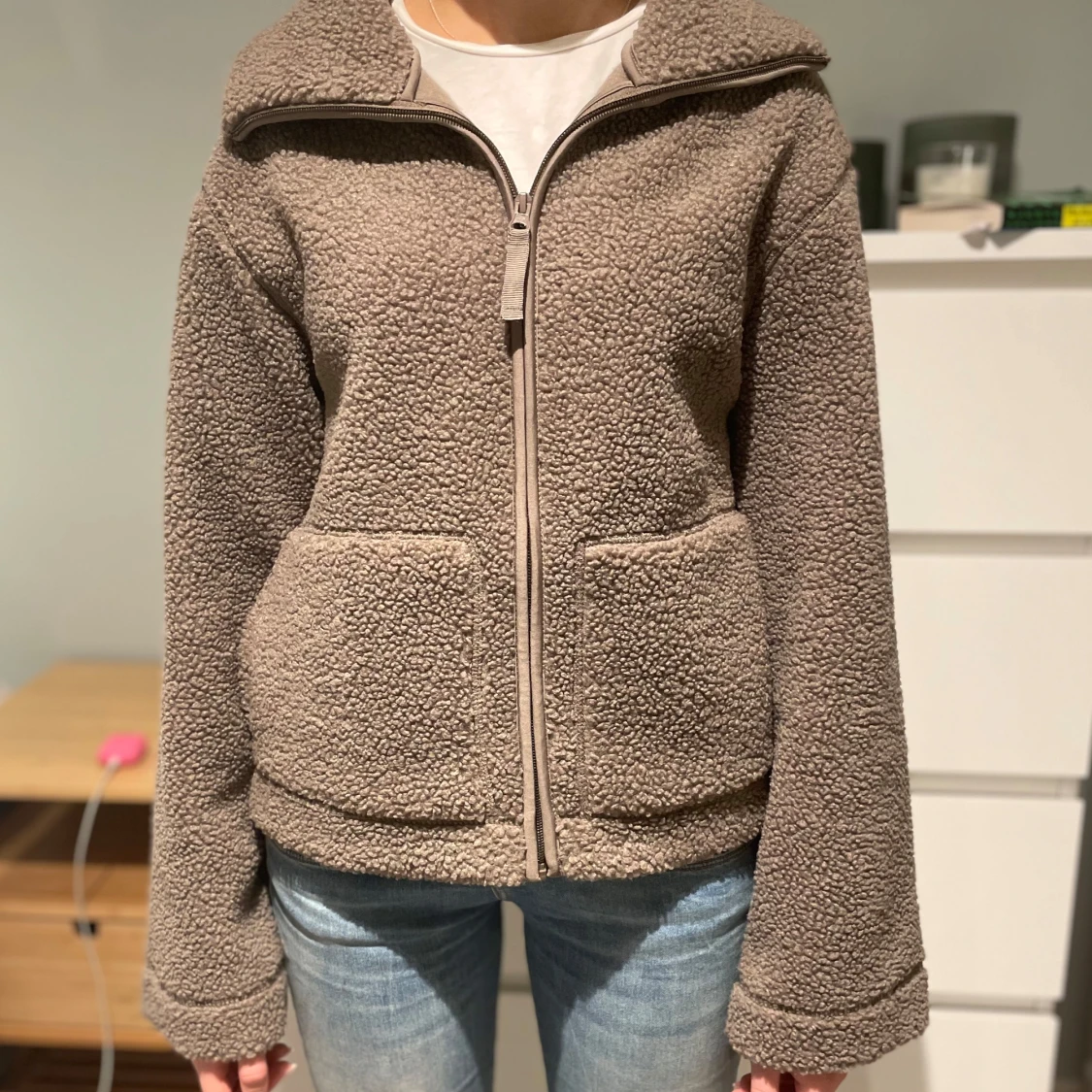 Beige teddyjacka hm - 90