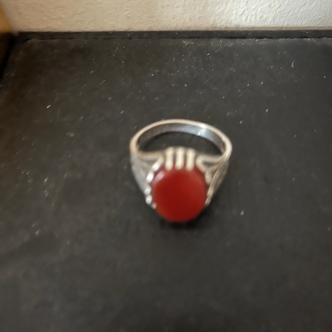 Vintage Natural agate Stone  Mens Ring 925 Sterling Silver