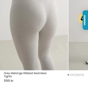 Aimn träningstights  - Ribbade gråa träningstights från aimn i bra skick💕storlek S