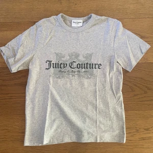 Grå t-shirt från Juicy Couture - Säljer en snygg grå t-shirt från Juicy Couture i storlek S. T-shirten är i mycket bra skick och gjord av mjukt bomullsmaterial💓