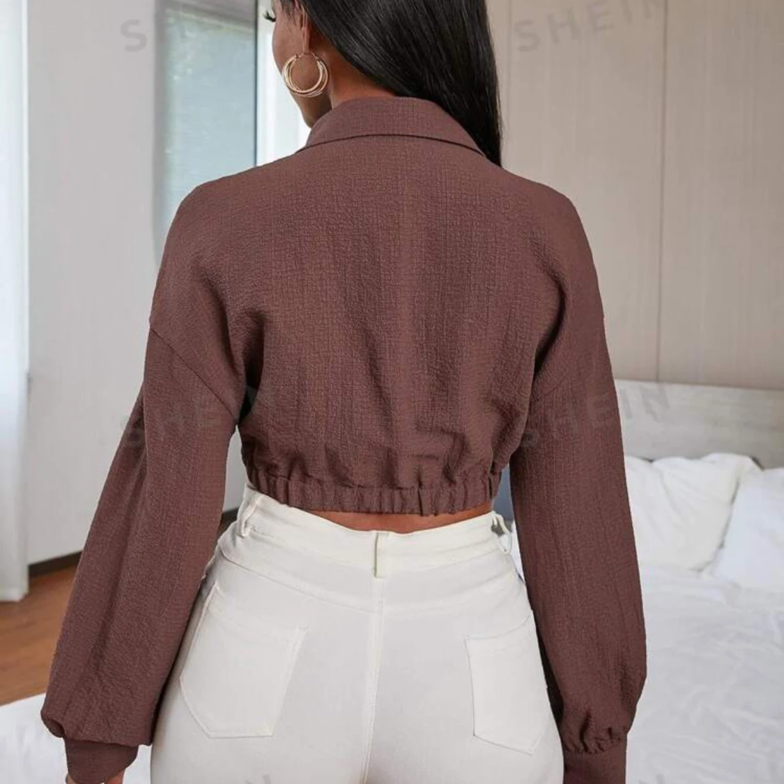 Brun croppad skjorta - 91